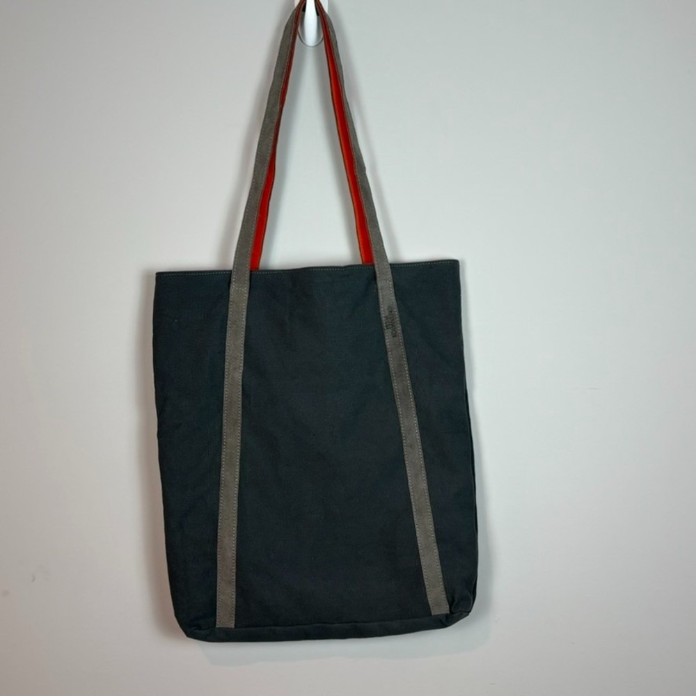 Sue Design Studio‎ Grey Cotton Leather Tote Bag "Greenwich West" Orange Classic